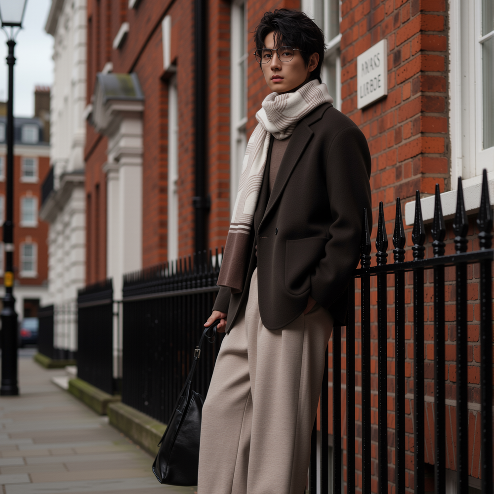 w2x加厚款羊毛呢大衣秋冬季西装男士上衣休闲男装西服双面呢外套