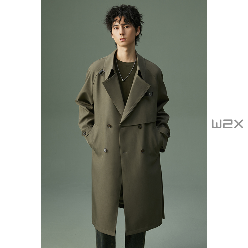 春秋季双排扣战壕风衣男中长款