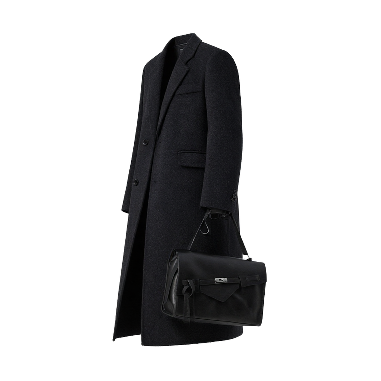 w2x韩版气质羊毛双面呢大衣秋冬款男士外套加厚中长款风衣冬装男