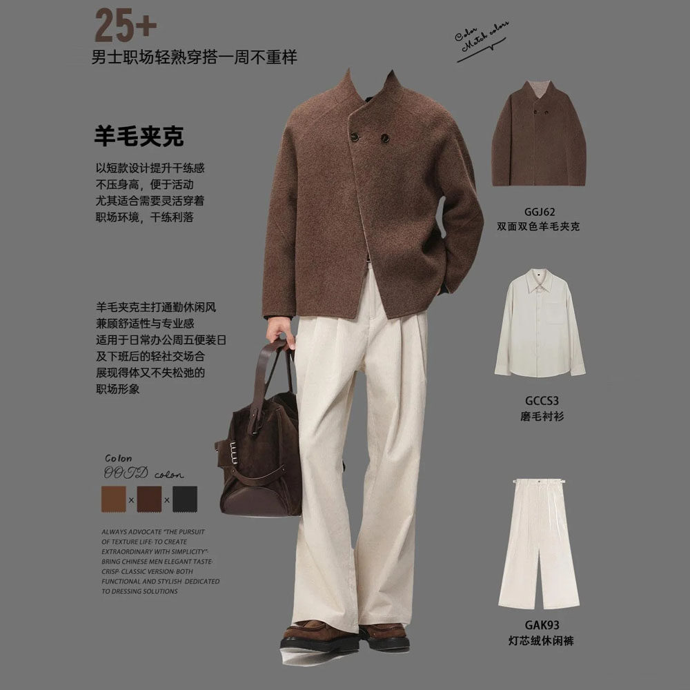 w2x百搭夹克外套男士秋冬季上衣短款休闲男装双面呢羊毛呢大衣男,男装,夹克,淘宝优惠券,粉丝福利购,淘宝优惠卷