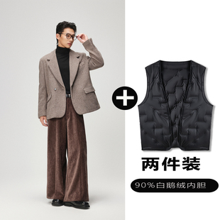 w2x新款 外套男高级感痞帅 西服可选90白鹅羽绒服内胆通勤休闲西装