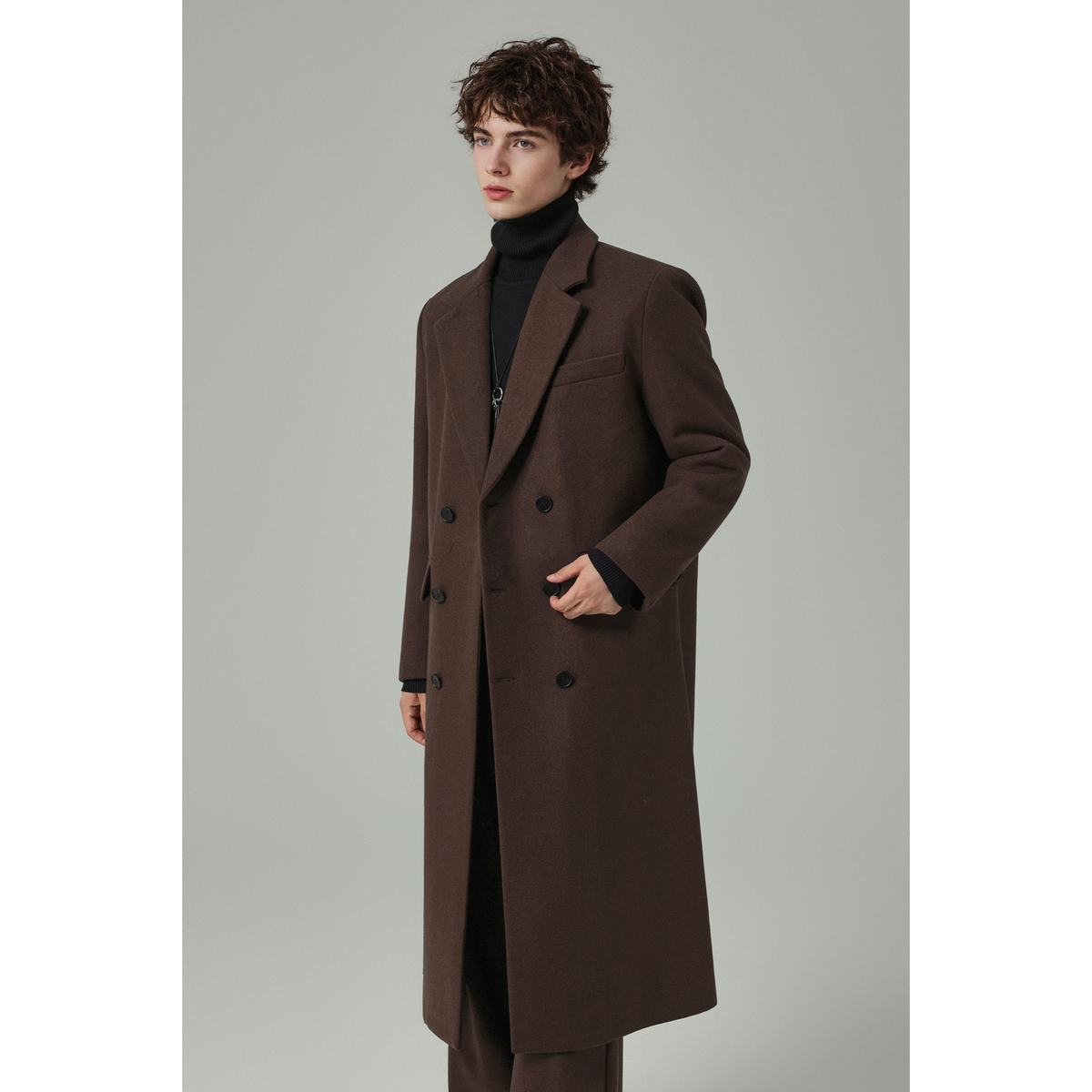 w2x韩版冬季新款羊毛呢大衣男士中长款风衣呢子外套加厚男士西装