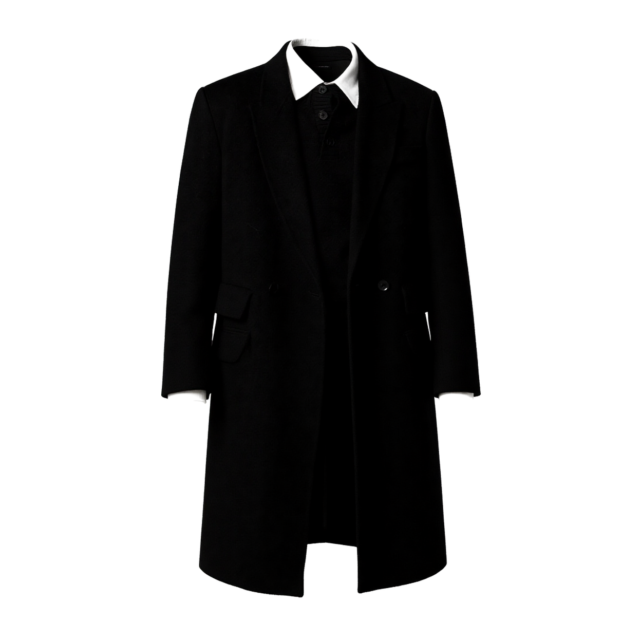 w2x轻奢100%全羊毛呢大衣冬季商务西装外套男士风衣过膝双面呢子