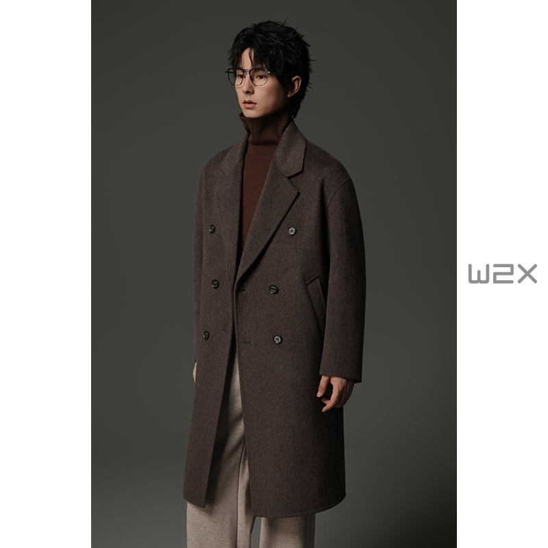 950g双面羊毛呢大衣中长款