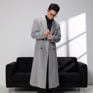 羊毛呢大衣男士 风衣男西装 冬装 潮流中长款 外套加厚 新款 w2x秋冬季