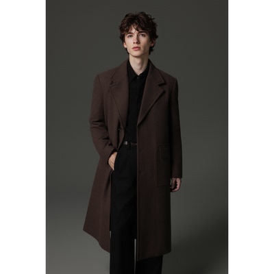 w2x风衣男士冬季2025新款加厚羊毛呢大衣男款西装长款英伦风时尚