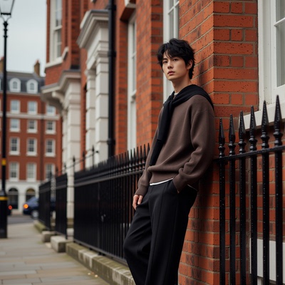 w2x高级感毛呢针织衫男生加厚秋冬季新款内搭上衣打底衫男士毛衣