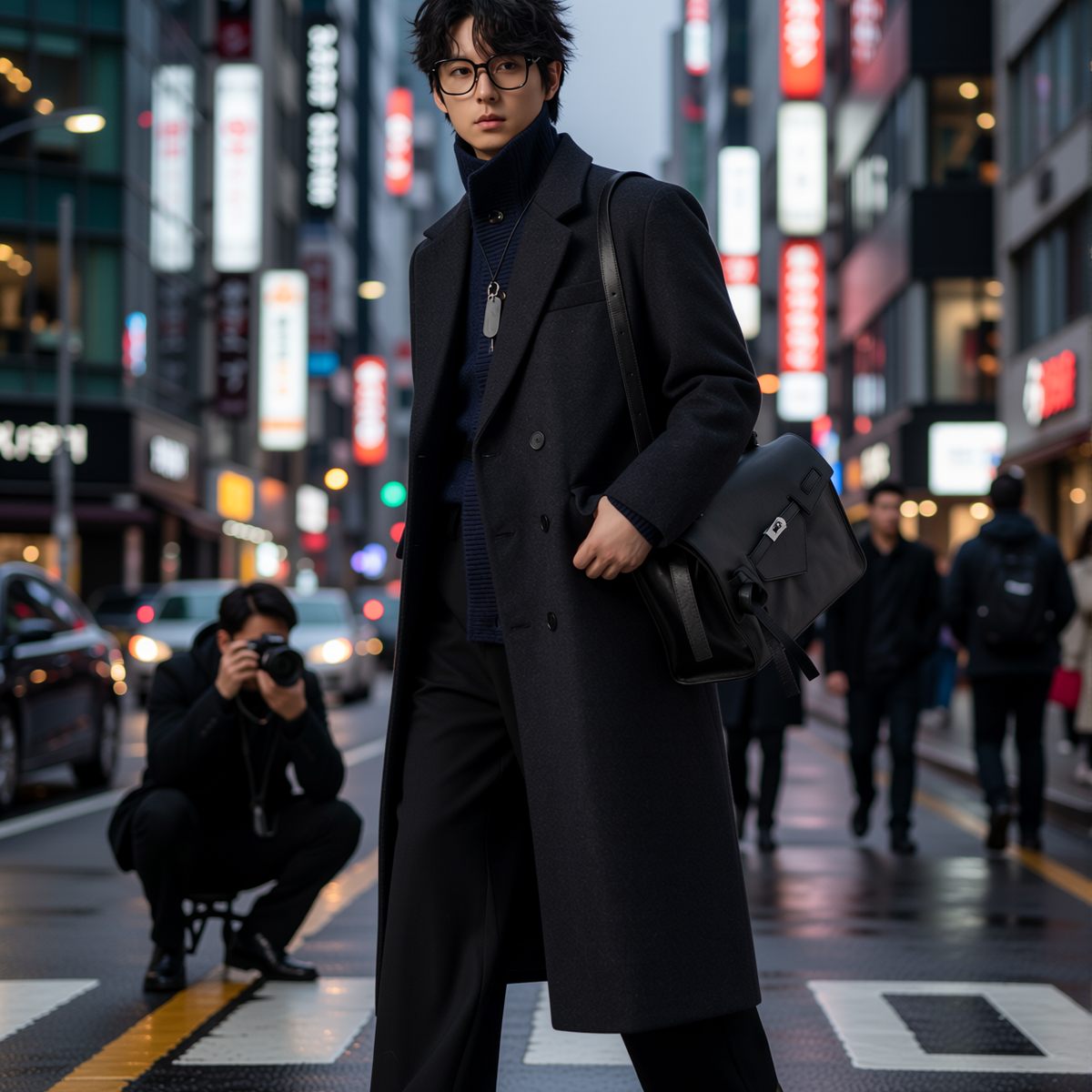 w2x轻奢感秋冬季羊毛呢大衣新款风衣中长款冬装加厚外套双面呢男