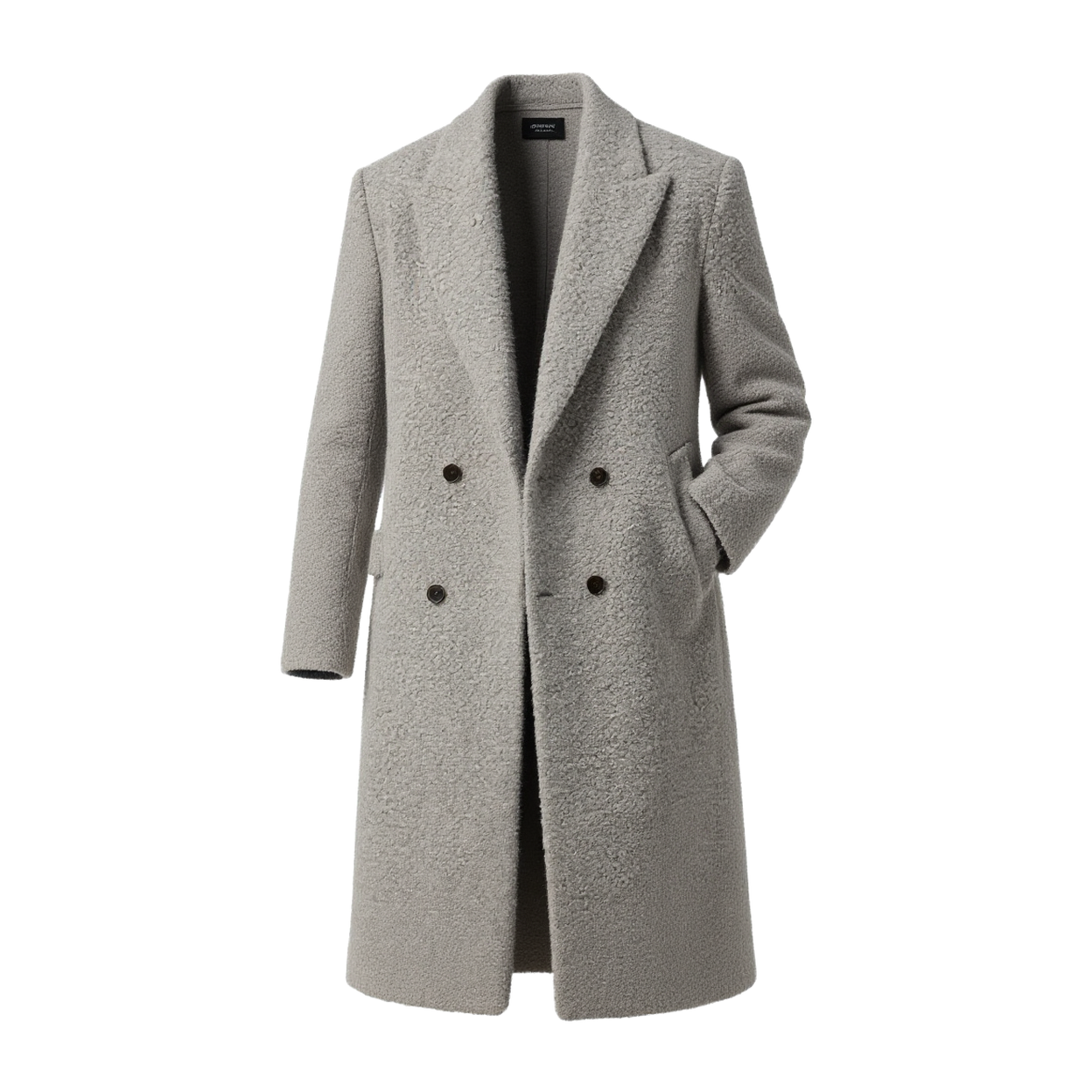 w2x保暖毛呢大衣双面毛绒呢子外套秋冬季男士加厚风衣中长款男装