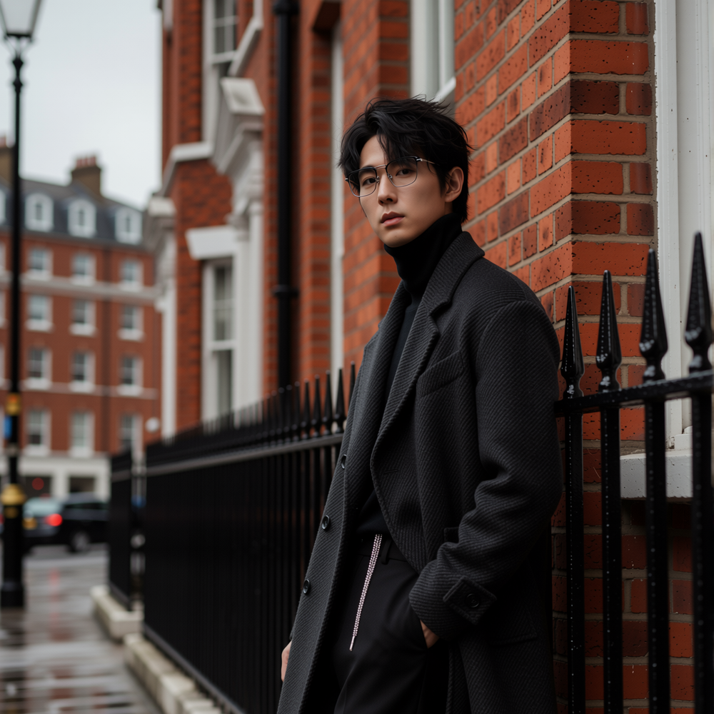 w2x气质羊毛呢外套男士冬季西装中长款加厚款风衣双面呢大衣冬装