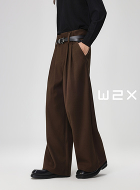 w2xw2x冬季加厚休闲裤男青年设计感宽松小西装裤高级感百搭长裤子