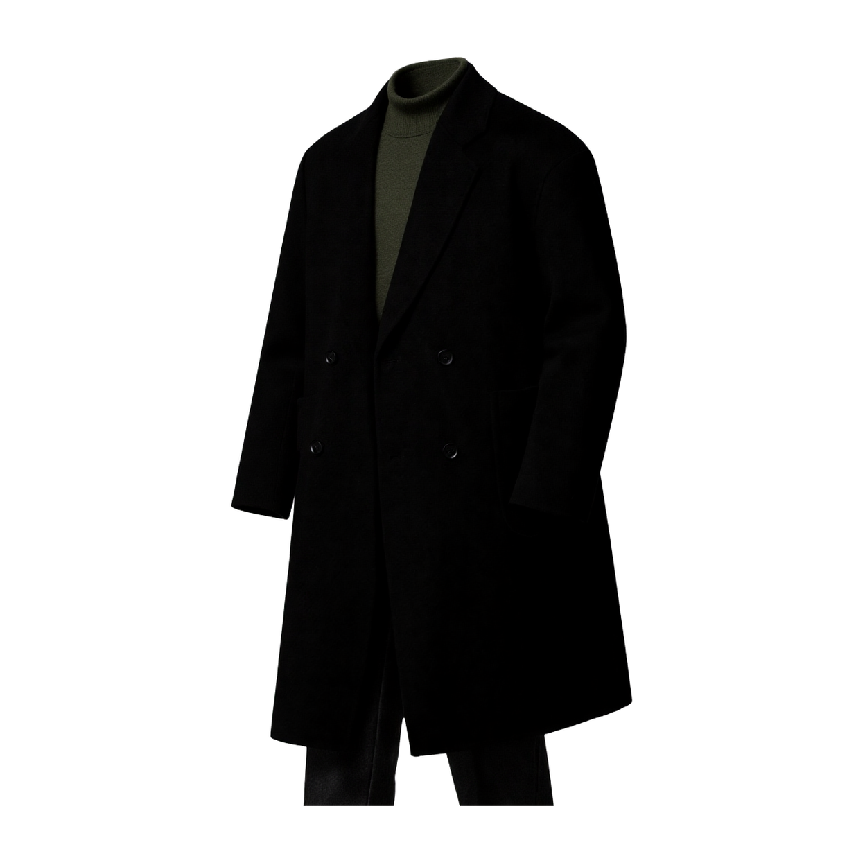 w2x纯羊毛呢大衣双面呢外套秋冬季新款男士加厚风衣中长款男装潮