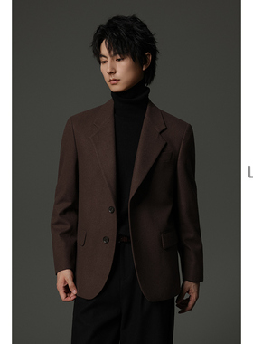 w2x秋冬季羊毛呢西装外套2025新款高级感痞帅休闲小西服外套单件