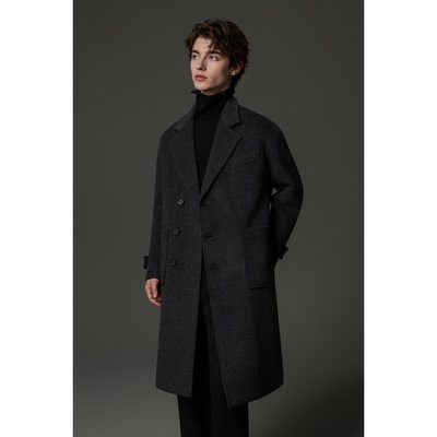 w2x韩版潮流冬季羊毛呢大衣外套男款加厚风衣中长款男装宽松百搭