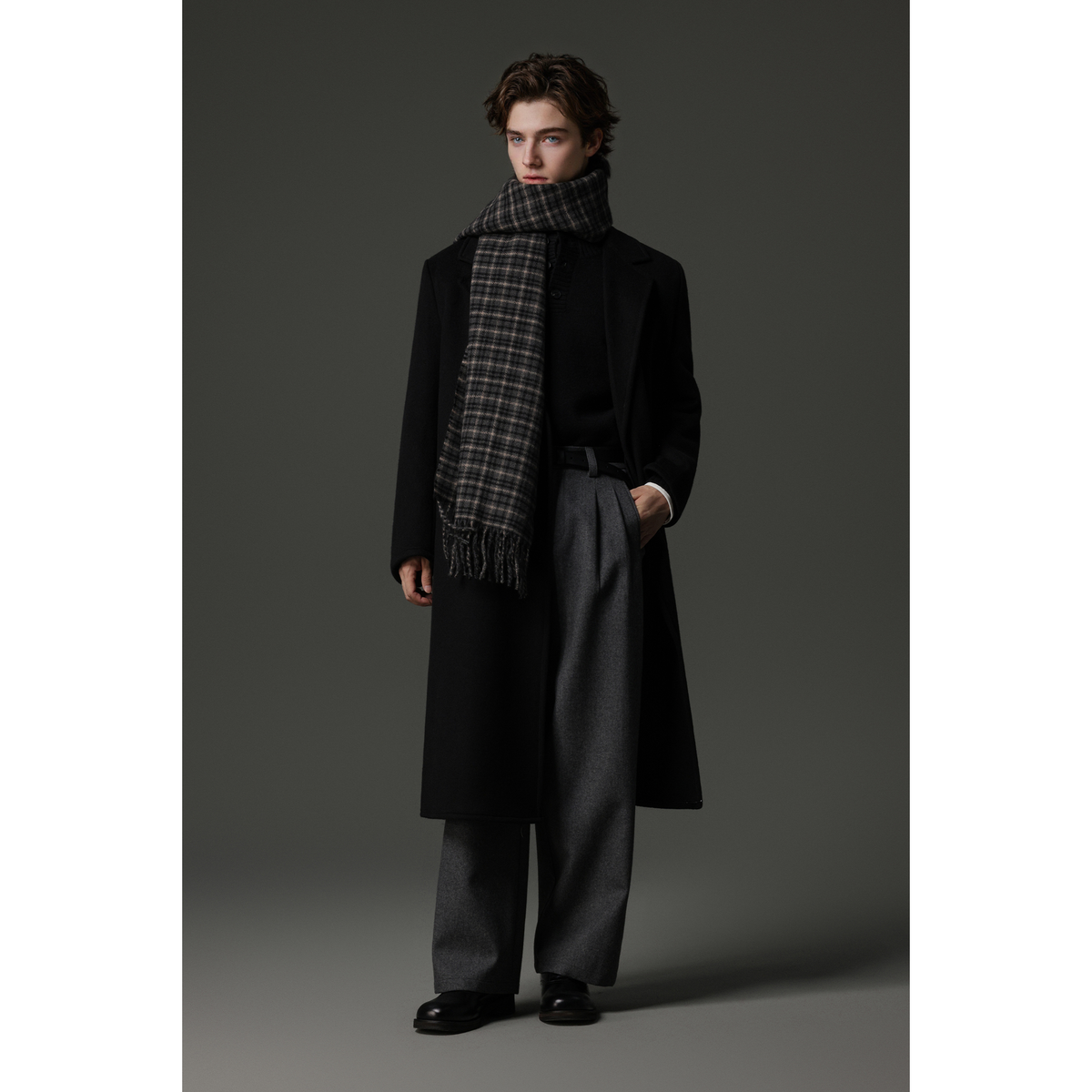 w2x秋冬款羊毛呢大衣双面呢男士风衣中长款外套加厚超好看男装潮