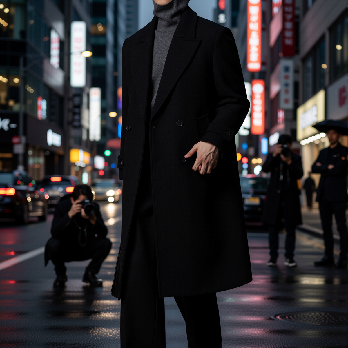 w2x双面羊毛呢大衣经典男士风衣秋冬季男款西装外套男中长款男装