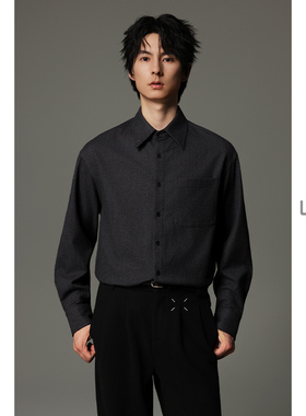 w2x秋冬季2025新款纯色百搭长袖衬衫男高级感痞帅休闲西装衬衣潮