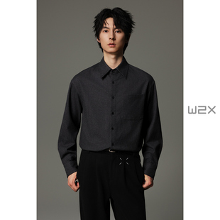 男高级感痞帅休闲西装 w2x秋冬季 衬衫 纯色百搭长袖 衬衣潮 2025新款