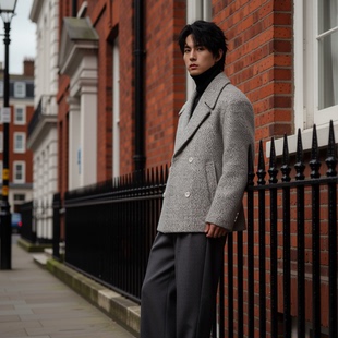 w2x秋冬季羊毛呢大衣韩版外套男秋冬季男款加厚保暖呢子冬装短款