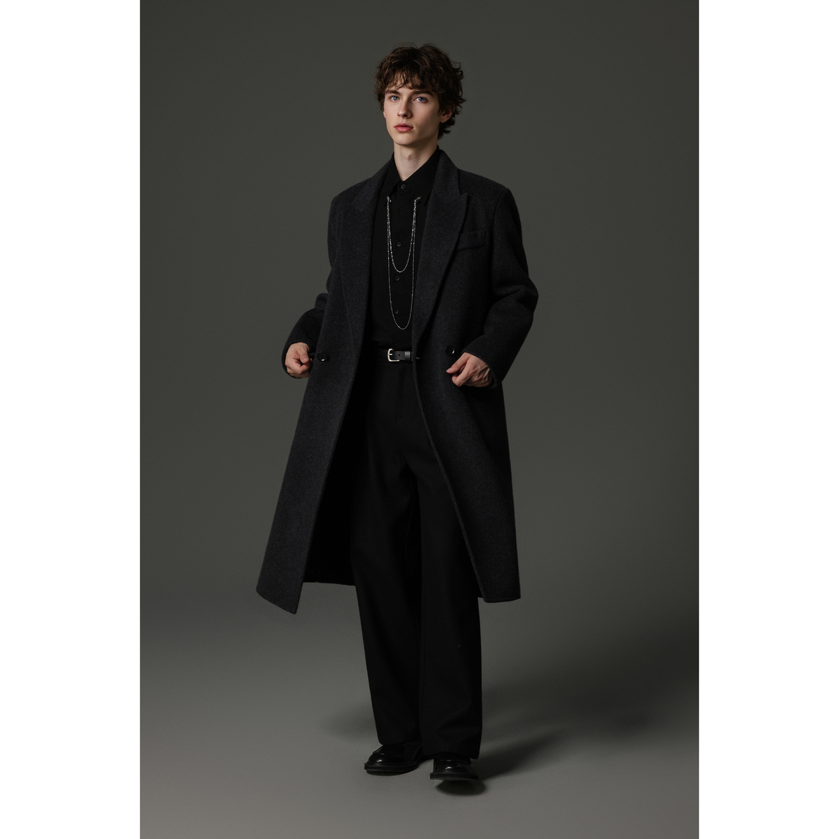 w2x2025秋冬季纯羊毛呢子大衣加厚男款中长款风衣男士西装外套男