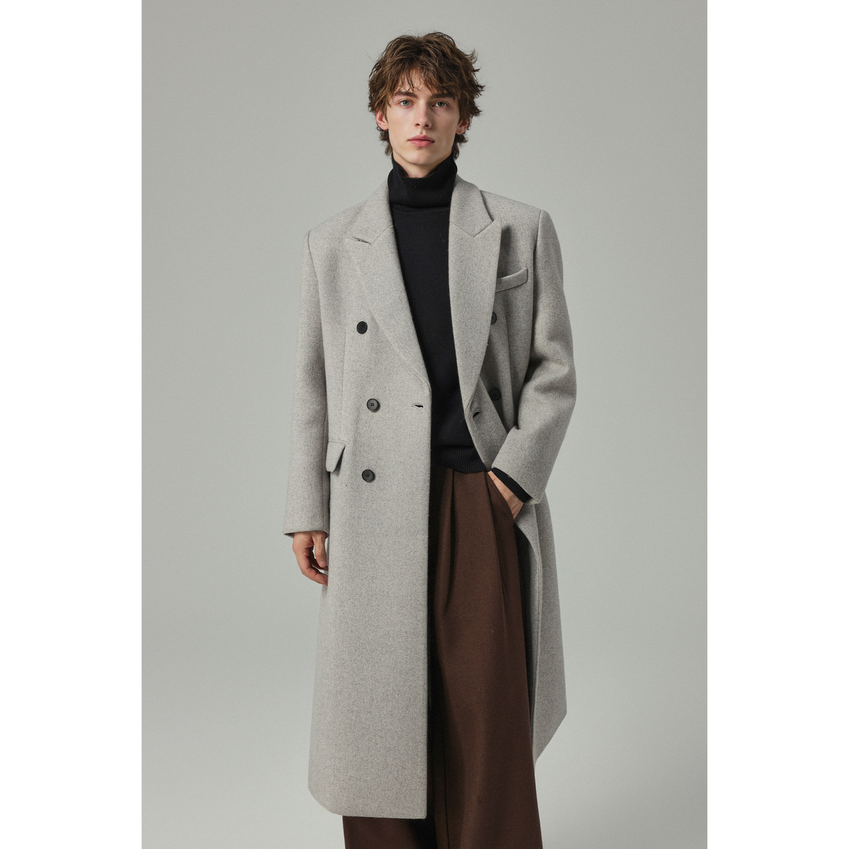 w2x濮院 2025 新款男士风衣 加厚中长款羊毛双面呢呢子大衣外套