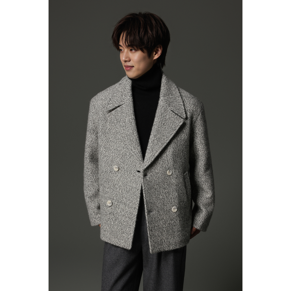 w2x商务休闲西装外套男士加厚秋冬季羊毛呢大衣双面呢男款男装潮