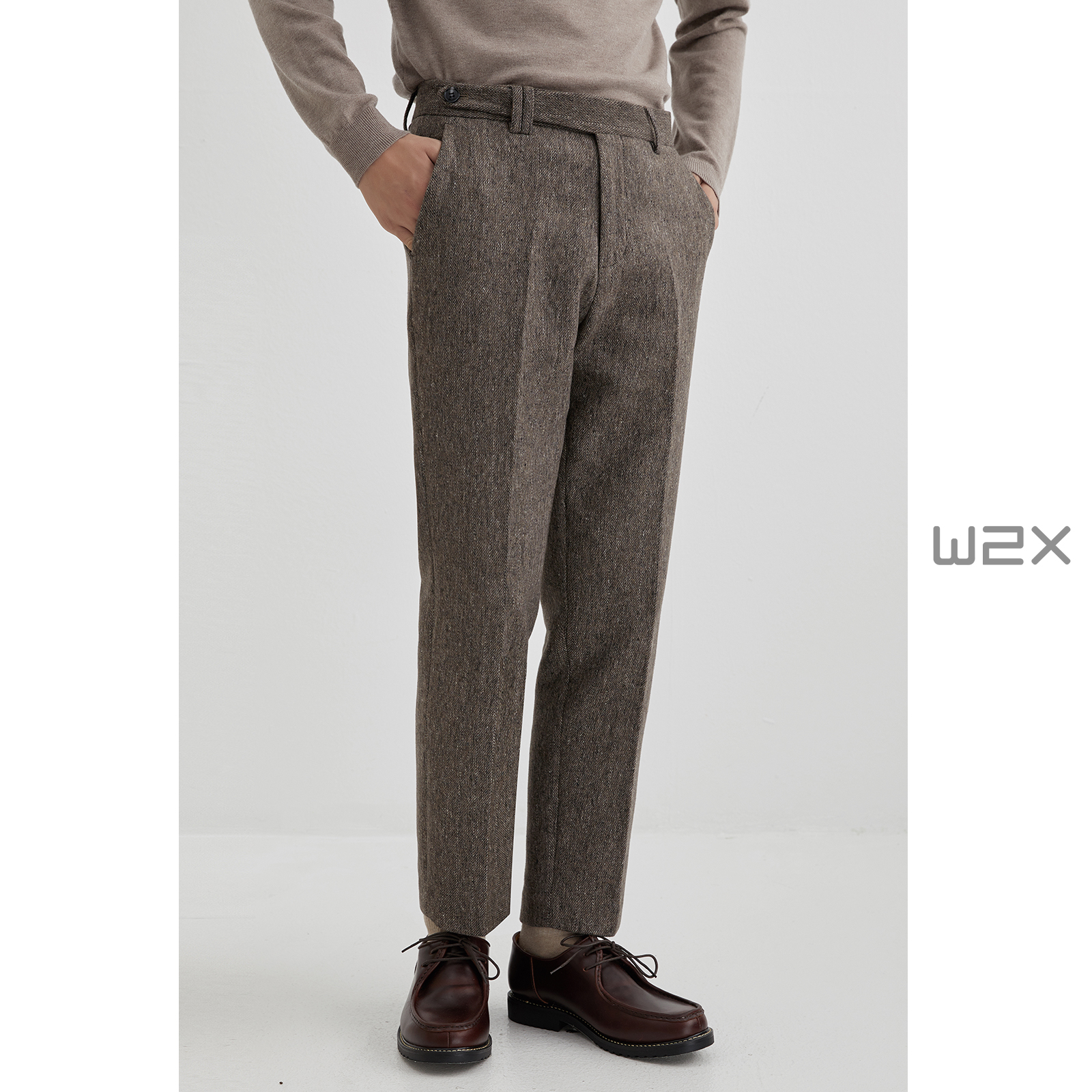 w2x绵羊毛呢冬季加厚修身裤子