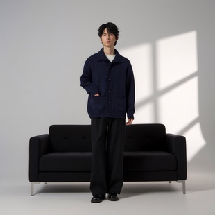 保暖男装 w2x日系复古双面羊毛呢毛衣外套加厚线衣秋冬季 针织开衫