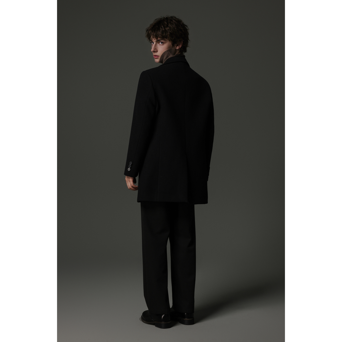 w2x濮院 2025 新款中年男装冬款风衣 长款双面呢毛呢呢子大衣外套