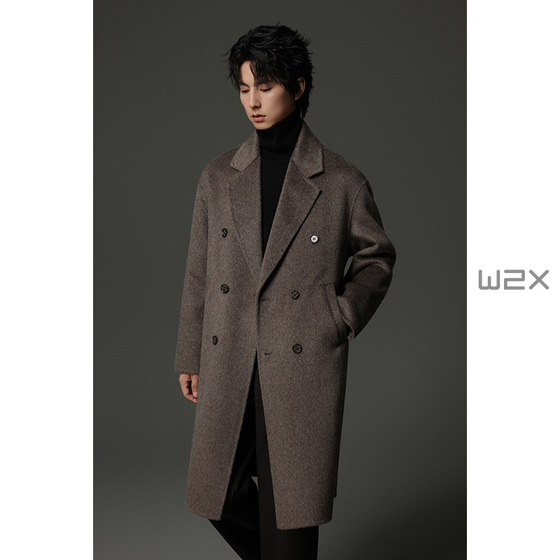 100%全羊毛双面呢大衣男中长款