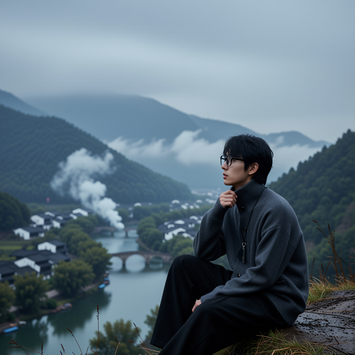 w2x冬季新款男士羊毛针织衫加厚开衫男款毛衣保暖男装上衣外套男