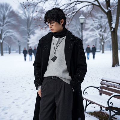 w2x加厚毛衣男士假两件秋冬季针织衫男款长袖羊毛衫打底内搭保暖