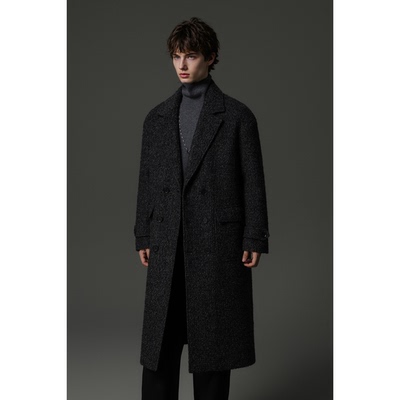 w2x2025新款冬季男士羊毛呢大衣加厚外套男款高级感男装风衣宽松