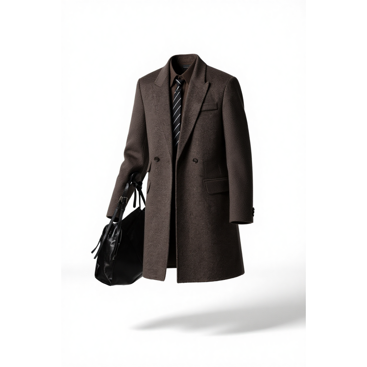 w2x纯羊毛双面呢羊毛呢大衣外套秋冬季加厚中长款风衣男士冬装潮