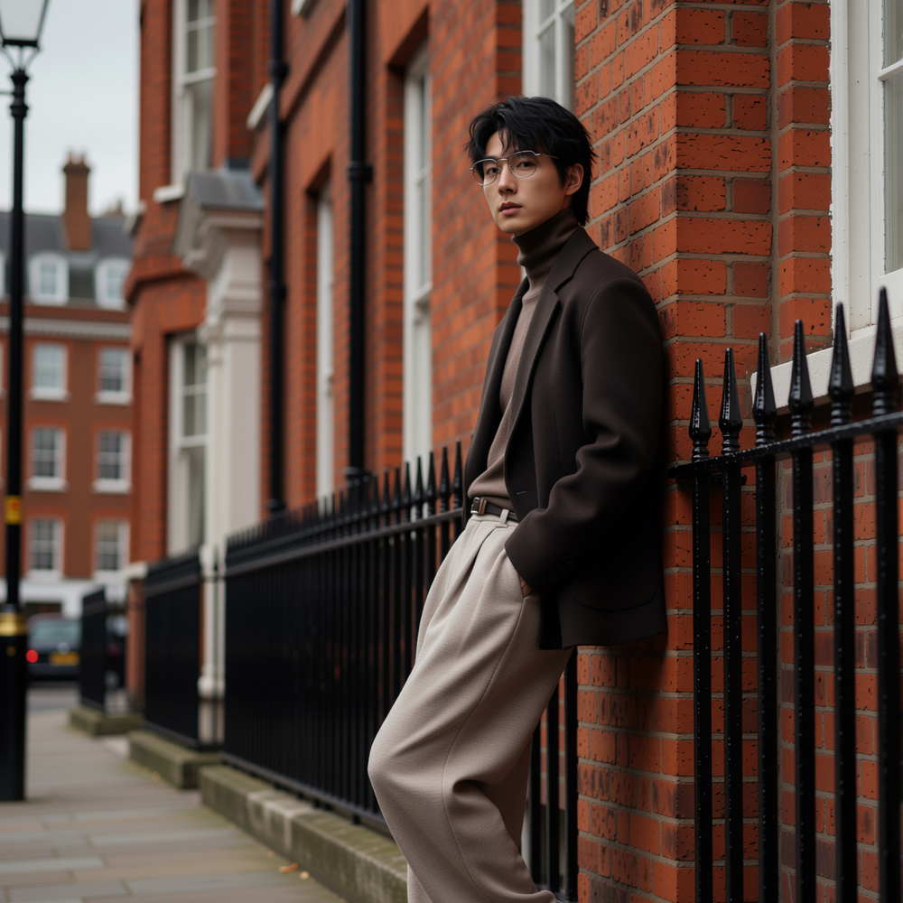 w2x双面羊毛呢大衣秋冬季新款男士上衣男装西服通勤西装外套宽松