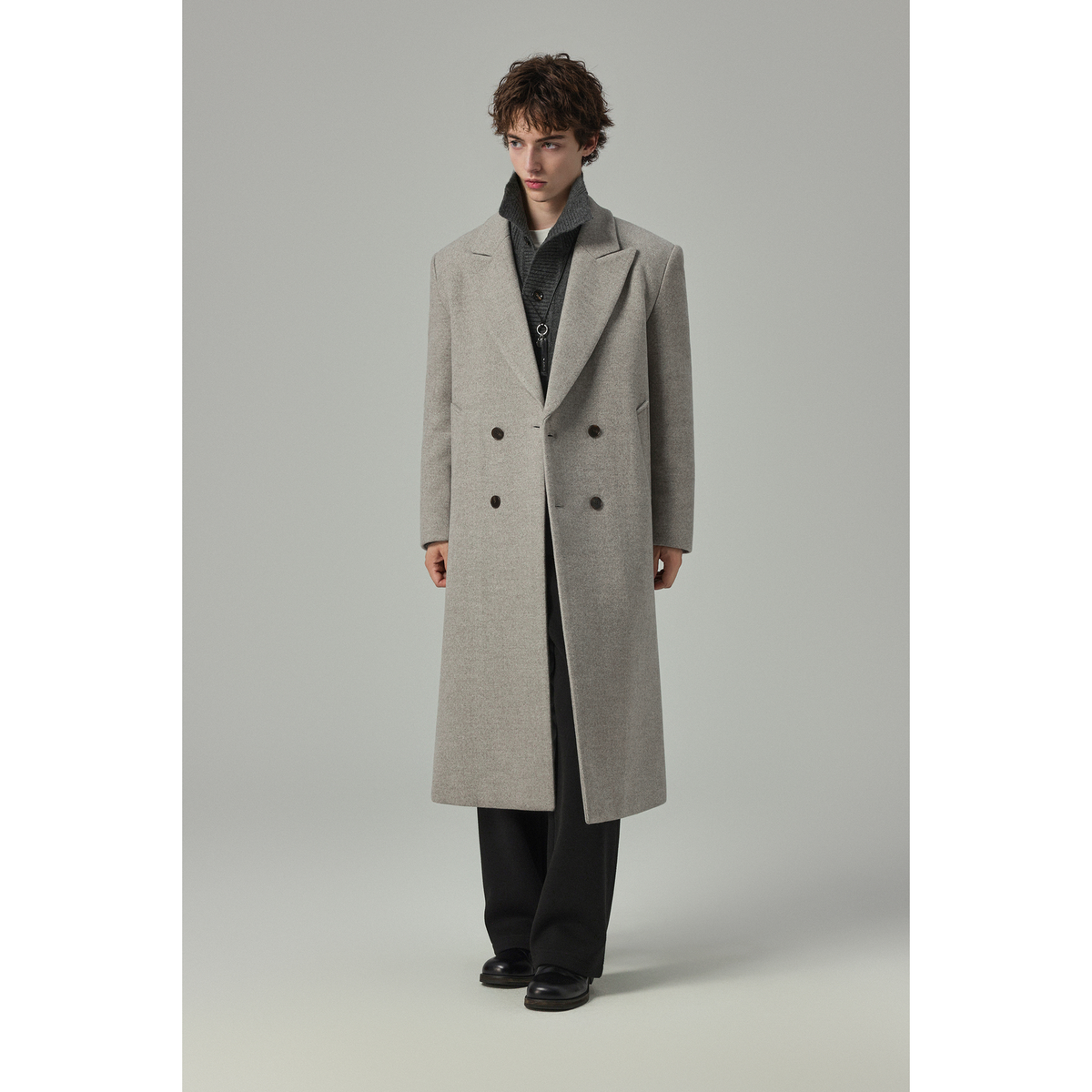 w2x冬季大衣外套2025新款加厚男士中长款风衣过膝商务休闲西装男