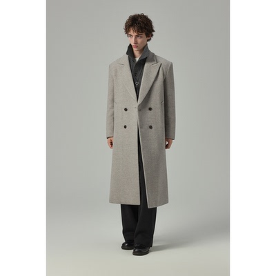 w2x冬季大衣外套2025新款加厚男士中长款风衣过膝商务休闲西装男