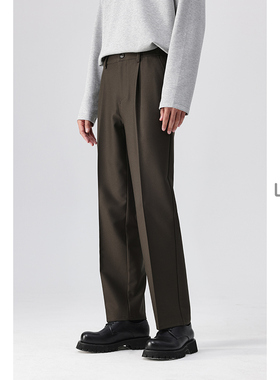 w2x春秋季新款直筒宽松休闲裤男垂坠感小西装裤高级感百搭长裤子