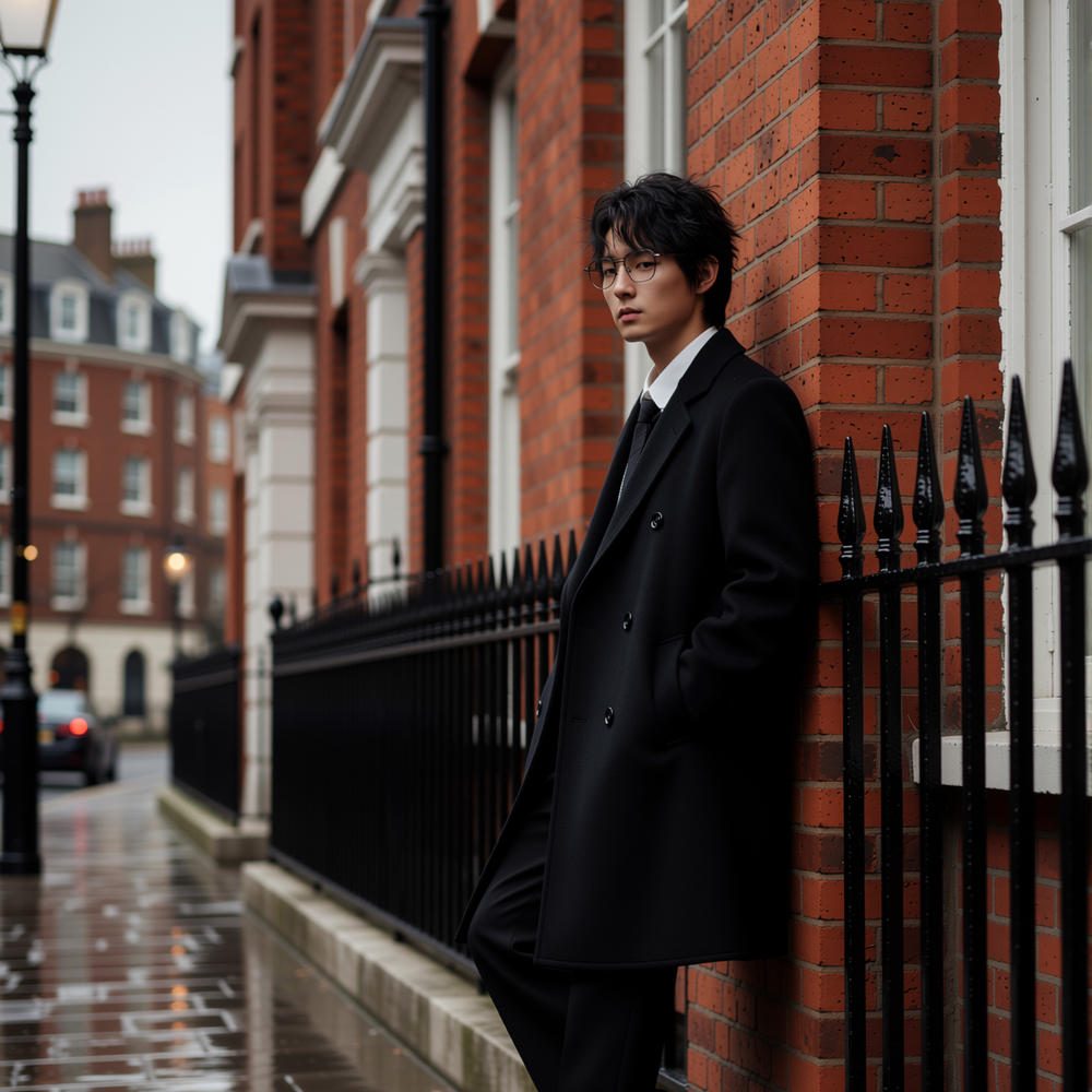 w2x帅气羊毛呢大衣秋冬季新款男士加厚款外套双面呢过膝风衣保暖