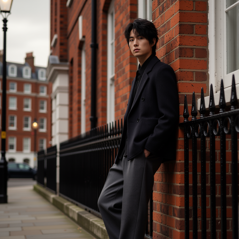 w2x韩版休闲羊毛呢外套秋冬季新款保暖商务西装男加厚双面呢大衣