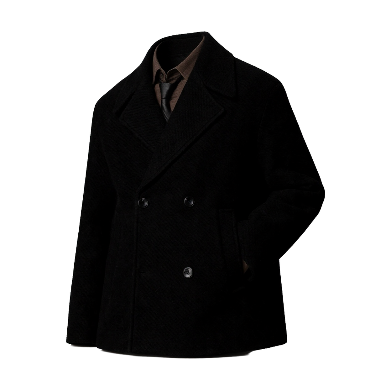 w2x秋冬款双面呢大衣羊毛呢外套男士新款商务西装轻熟风男装加厚