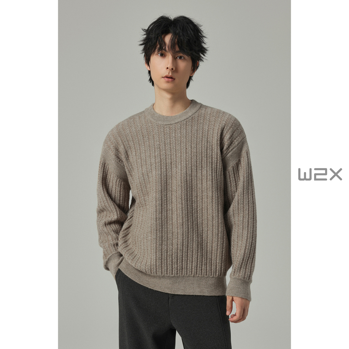 圆领北极绒宽松针织衫