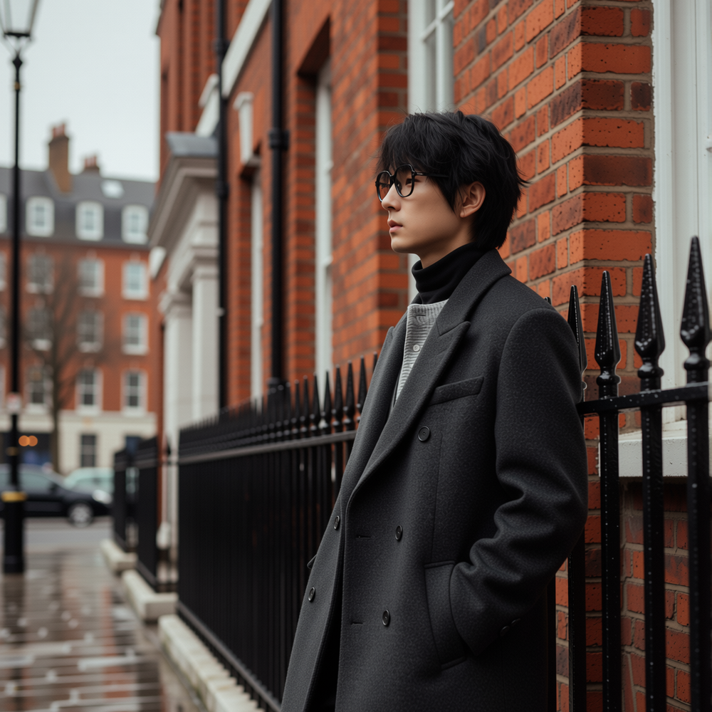 w2x韩系休闲冬季双面羊毛呢大衣男士外套长款风衣男装加厚冬装男