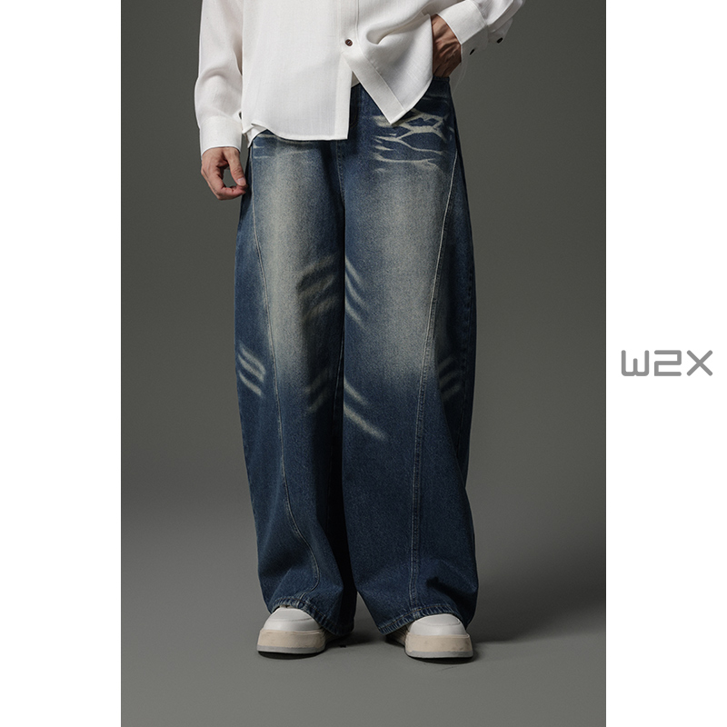 2025秋季新款宽松弯刀裤男牛仔裤