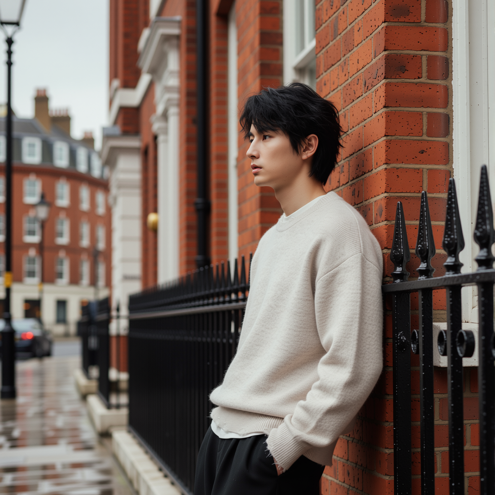 w2x纯色毛呢针织衫毛衣男士秋冬季上衣打底衫男新款加厚冬装保暖