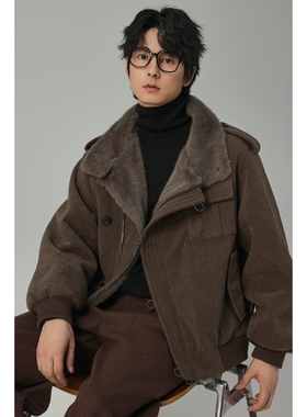 w2x2025冬季座山雕加绒加厚棉衣夹克休闲外套高级感痞帅棉袄上衣