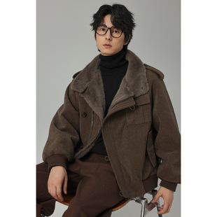 w2x2025冬季 座山雕加绒加厚棉衣夹克休闲外套高级感痞帅棉袄上衣