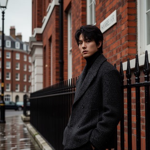 w2x秋冬季羊毛呢大衣轻奢男装新款男款加厚冬装短款呢子外套男士