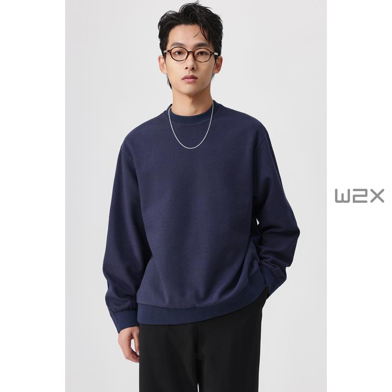 宽松牛仔拼接款式卫衣男