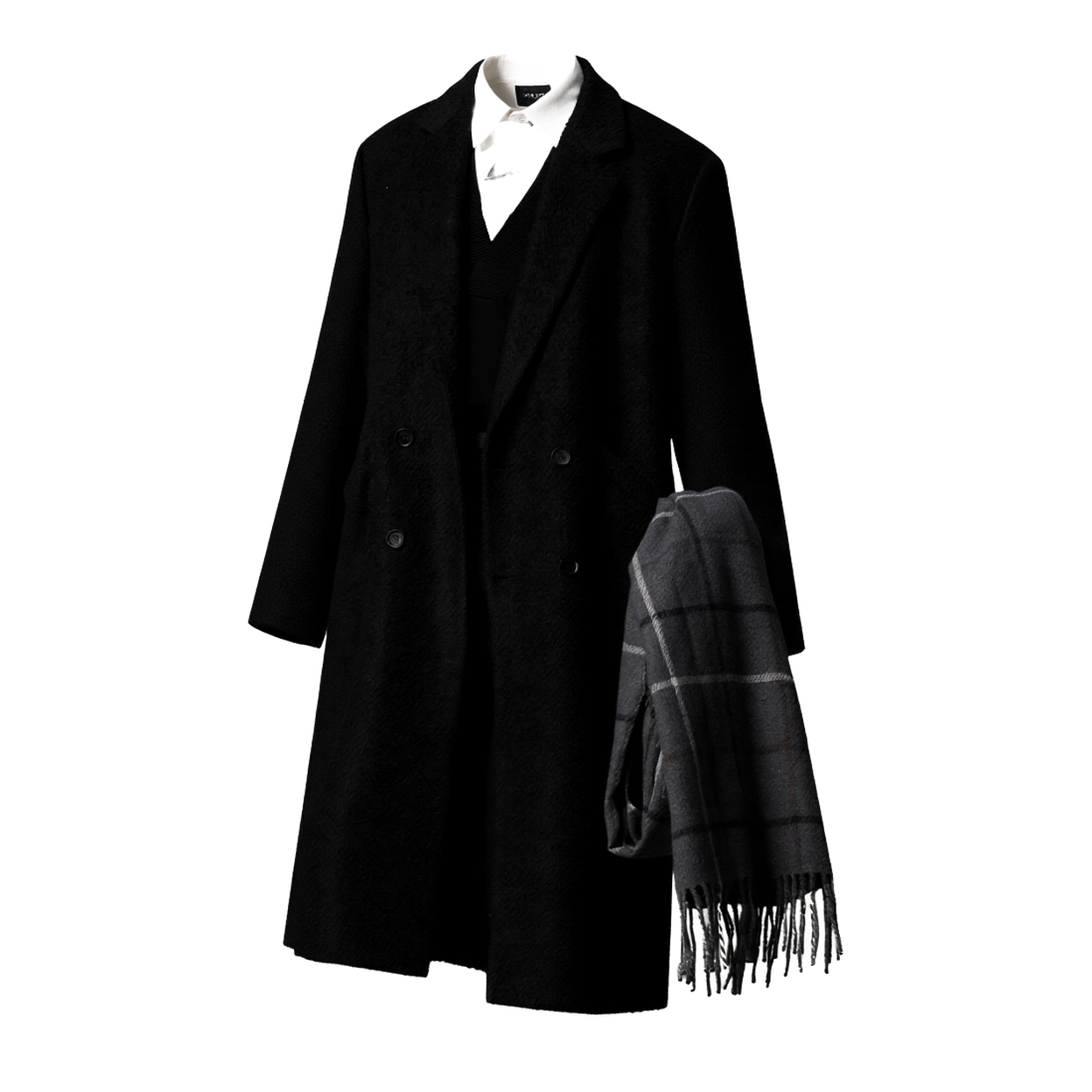 w2x冬季新款羊毛呢大衣宽松外套男士加厚款中长款风衣保暖潮男装